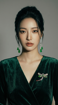 【满绿福禄】Imperial Green Jadeite hulu (Gourd) Diamond Drop Earrings