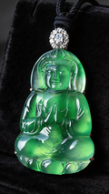 【靜心觀音】High-Ice Full Green Jadeite Guanyin Pendant