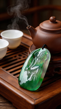 【半山翠影】High-Ice Vivid Green Jadeite Guanyin Pendant - Zen Serenity