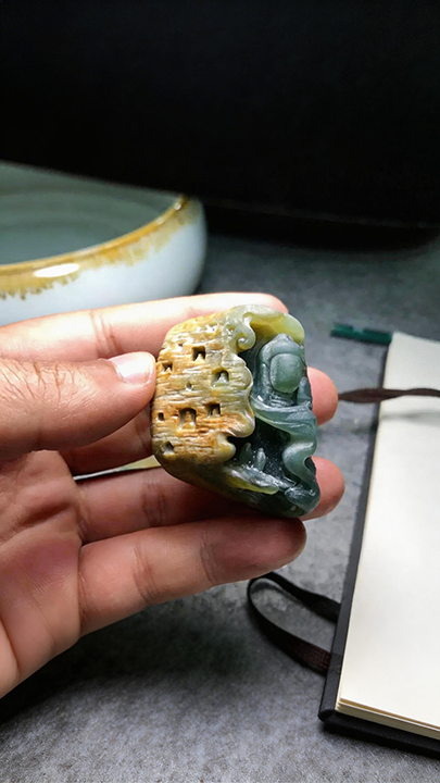 【半山蓝水·卧佛听禅】Imperial "Blue Water" Jadeite Reclining Buddha - Zen Meditation Masterpiece