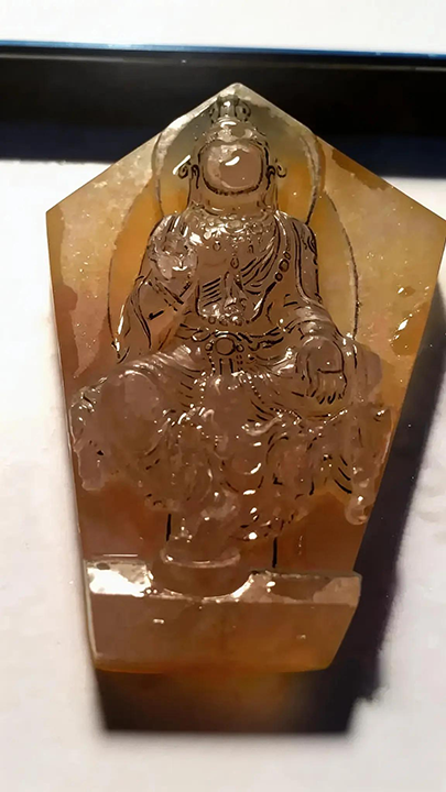 【自在观音】Imperial Ice-Yellow Jadeite "Guanyin" (Goddess of Mercy) Masterpiece