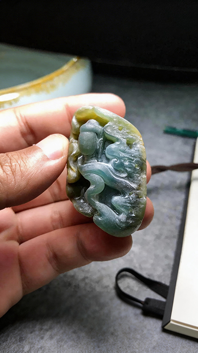 【半山蓝水·卧佛听禅】Imperial "Blue Water" Jadeite Reclining Buddha - Zen Meditation Masterpiece