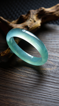 【半山晴水·一泓秋波】High-Ice "Clear Water" Jadeite Bangle - Pristine Elegance