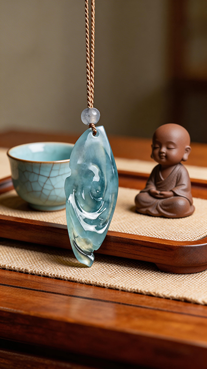 【高冰藍水·靜水流深】High-Ice Blue Water Jadeite Pendant